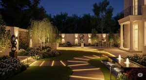 Kết hợp ánh sáng và đá trong nghệ thuật sân vườn – tạo nên không gian sống đầy cảm xúc